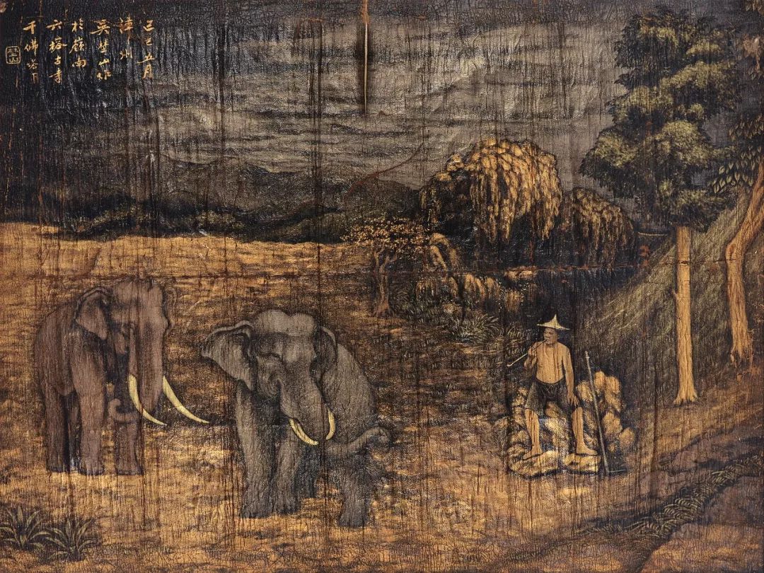 吴埜山《象耕图》 金漆画 1929年作  77.5x101.5cm.jpg